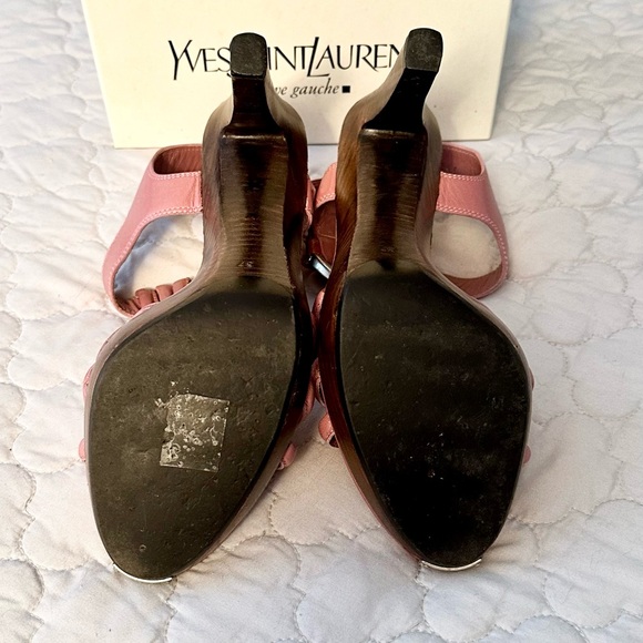 Yves Saint Laurent pink wood stacked heels - Picture 4 of 4